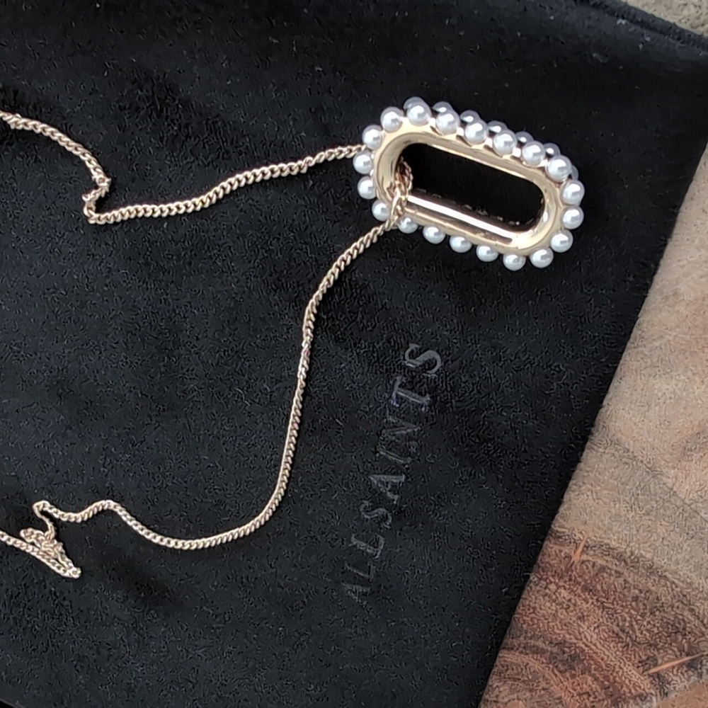All Saints Faux Pearl Necklace With All Saints Dust Bag Nwt ❤️ - Picture 3 of 7